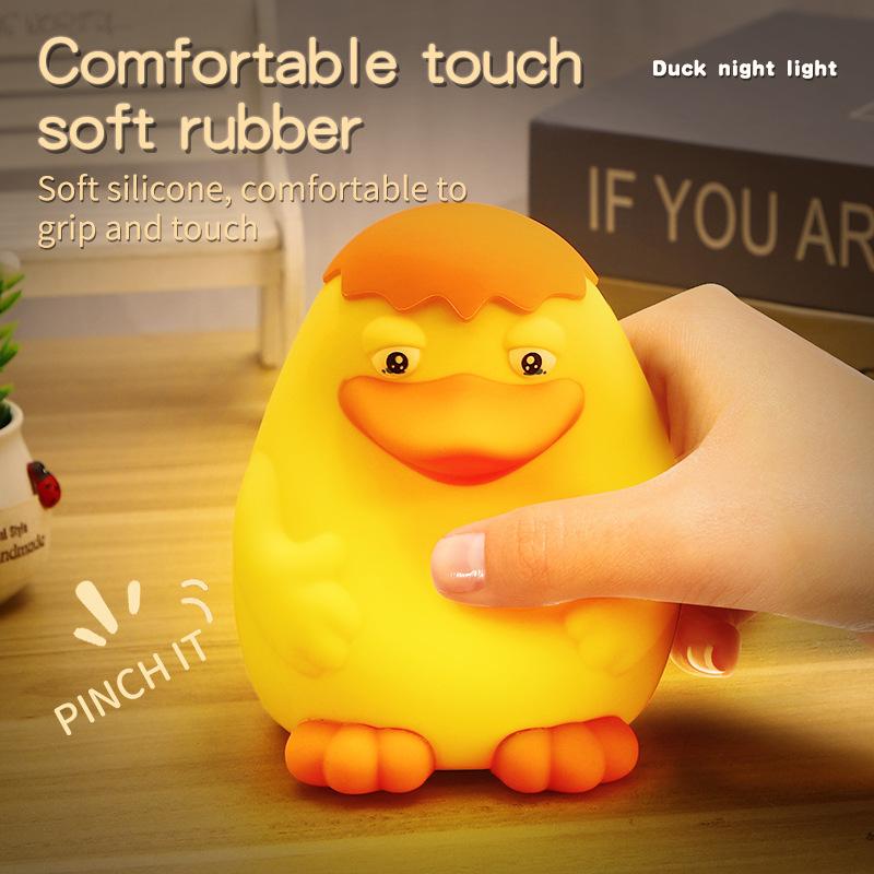 Silicone Cute Duck Pat Light Induction Night Light USB Charging Ornament Ambient Lighting Night Light