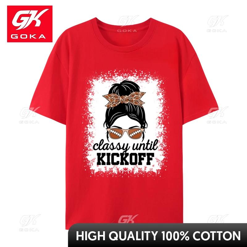 Classy Until Kickoff American Football Game Faddish Printed on Custom TShirt Cotton Fabric Student Tees Custom Tops T Shirt S