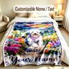 Floral Garden Theme Soft Blanket Personalized Custom Name Text Print Warm Blanket Home Sofa Bedroom Decor