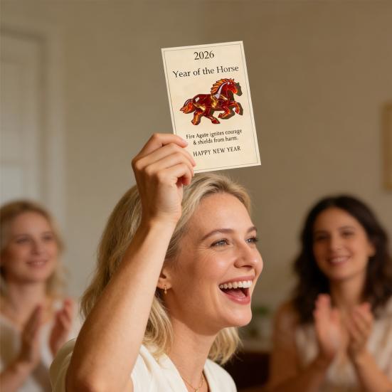 Liten Häst Fickkram Lycklig Akrylhästfigur med Kort 2026 Hästens År Meningsfull Gåva till Vänner