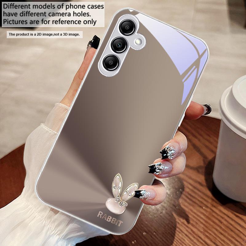 A Cute Light Blue Rabbit For Samsung A73 72 71 A70 56 55 54 A53 52 51 50 42 A35 A34 33 32 31 26 25 24 23 22 30 Glass Phone Case