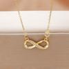 Fashion Simple Stainless Steel Infinity Pendant Necklace for Women Classic Lucky Zircon Love You Forever Jewelry Birthday Gift