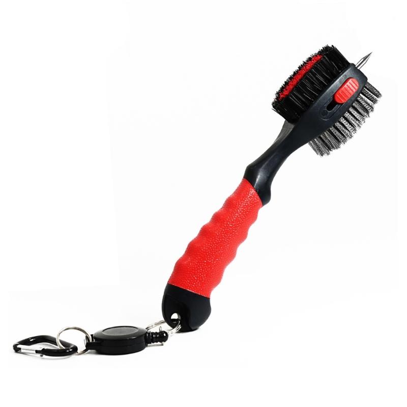 

Golfs Club Cleaning Brush and Grooves Cleaner with Retractable Hook, Ergonomic Golfs Brush Easily Attaches to Golfs Bag красный