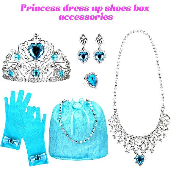 Princess Dress Up Shoes Set, Girls Role Play Dress Up Toys, Toddler Pretend Jewelry Boutique Kit Gift Set for Little Girls Aged 3-6 Years Old, 4