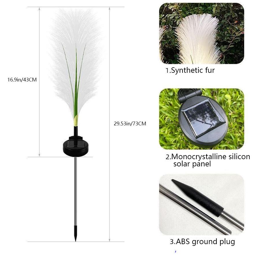 LED Solar Simulation Reed Fiber Optic Lamp, Outdoor Waterproof Lawn and Courtyard Decoration Lamp