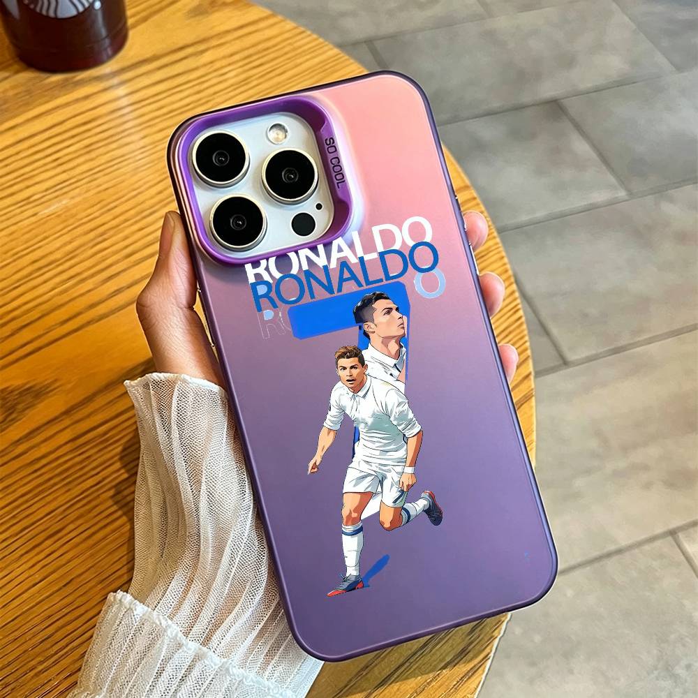 Football player Cristiano Ronaldo-CR7 Phone Case For iPhone 17,16,15,14,13,12,11 Plus,Pro Max,XS,Colorful Silver Purple Cover iPhone12PROMAX