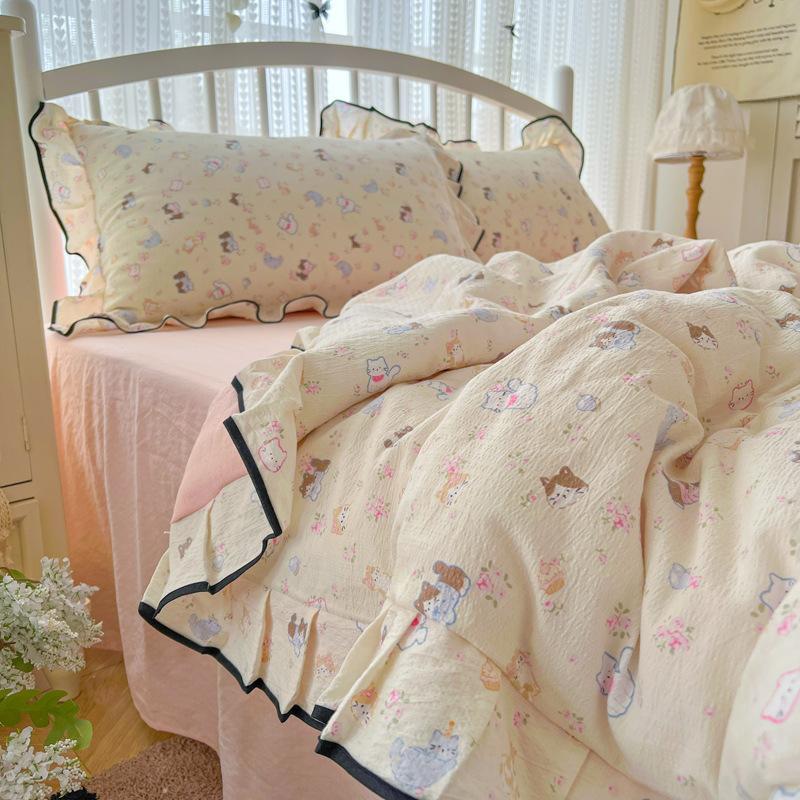 Class A Double Yarn Summer Cool Quilt Summer Air Conditioner Quilt Lace Single Double Thin Quilt Machine Washable Dormitory Summer Quilt 3
