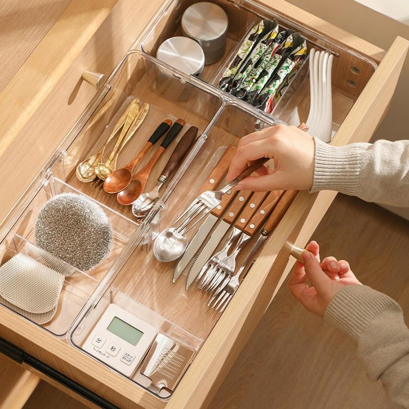 Cutlery Organizer Daily Drawer Divider Tray Rectangle Easy Clean Home Kitchen Spoon Fork Separation Box Home Storage Accessories