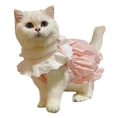 Pet Dress Cute Thin Comfortable Breathable Cat Maltese Dog Outfit Dress for Spring Summer Pink S