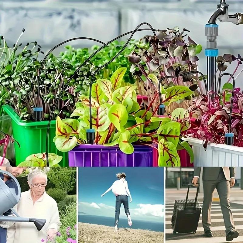 

Easy-Install Drip Irrigation Kit with 10 Adjustable Emitters - Self-Watering System for Potted Plants, Small Gardens United States