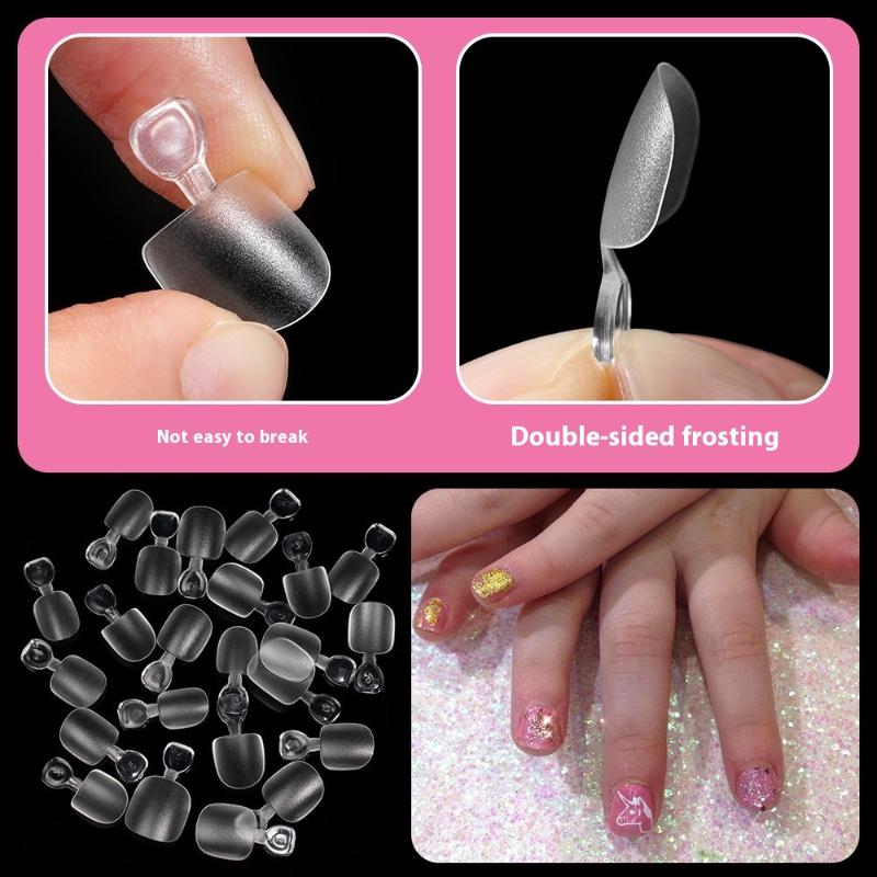 100Pcs Kids False Nails Press On Nails Coffin Artificial Nails Clear Fake Nail Tips For Extension Manicure Tool