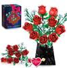 649PCS Romantic Rose Flower Building Blocks Preserved Flower Rose Bouquet Model Bricks Home Decoration Romantic Gifts For Girls