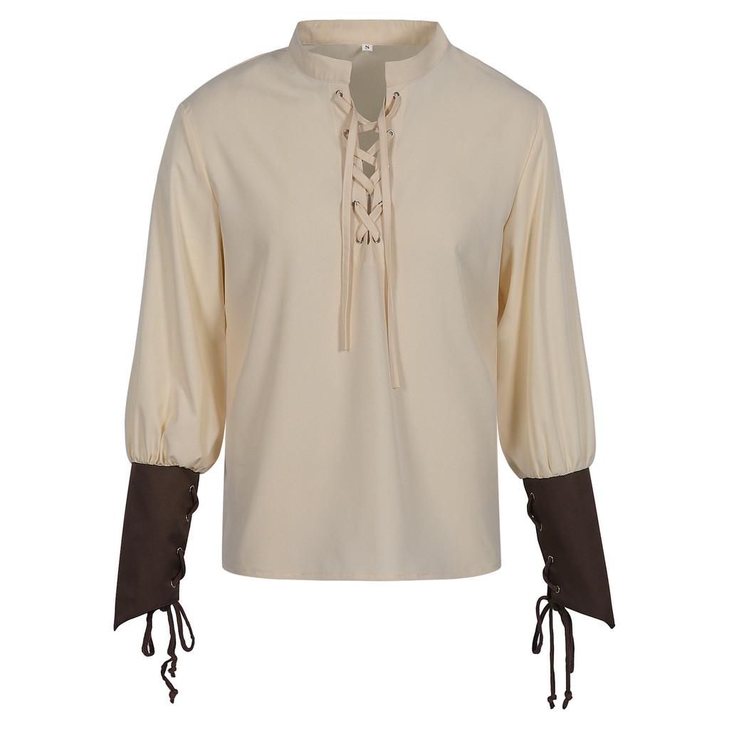 Renaissance Middle Ages Steampunk Cosplay Costume Pirate Shirt Halloween Party