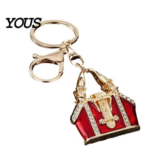 Dekoratives Accessoire Mini-Handtaschen-Schlüsselanhänger mit Strassstein, Zinklegierung Anhänger für Strassstein-Schlüssel Handtaschen Rucksäcke, Leichtgewicht für Frauen