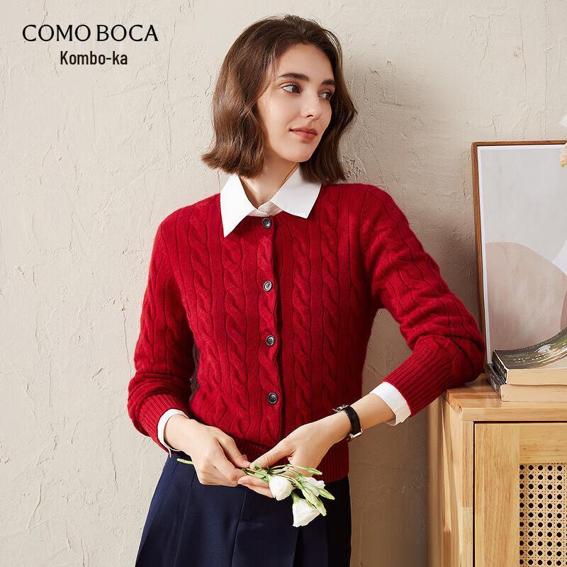 Kemengboka Women's Thickened Cable Knit Cashmere Cardigan