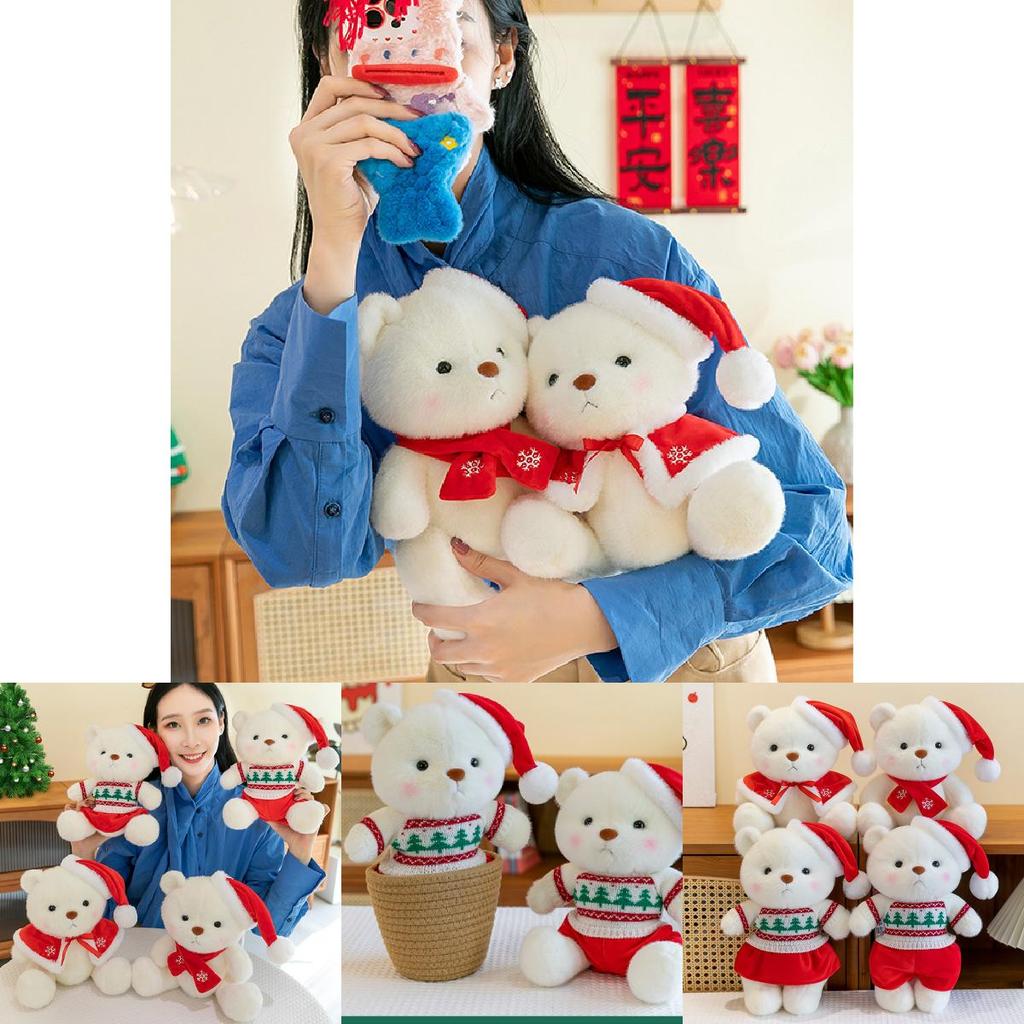 Adorable Christmas Bear Plush Toy Gift Soft Teddy Bear Doll Perfect For Children Sleepovers