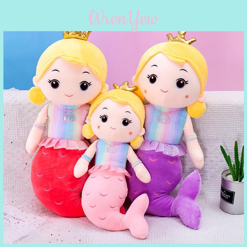 Cute Mermaid Plush Pillow Toy For Girls, Princess Bed Decor, Soft Velvet Stuffed Doll
