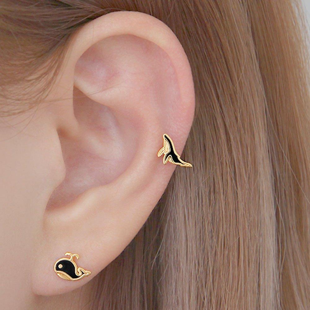 [1+1] 14K Gold Pin Piercing, Choose 1 of 2 Types (One Side)