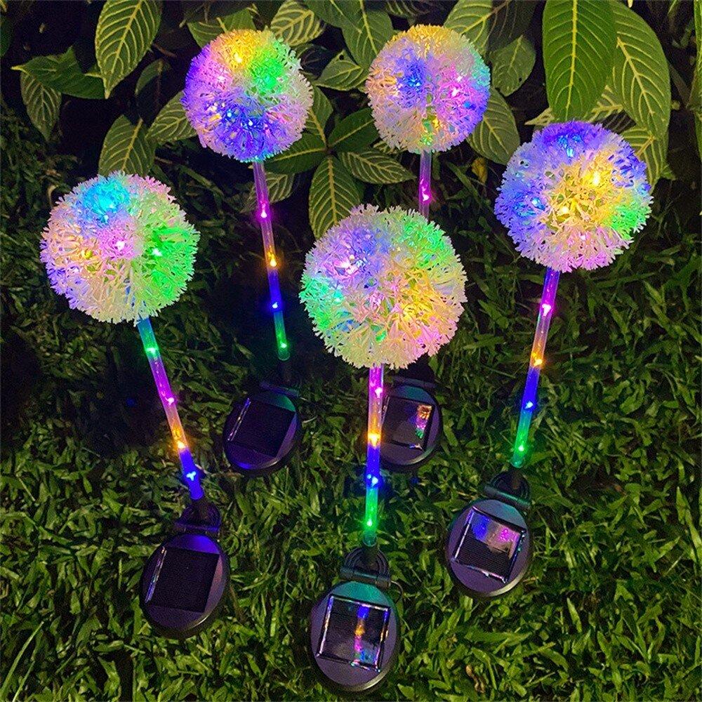 1PC 1-Head Solar LED Dandelion Light,Outdoor Decorative Lights,Artificial Flower Landscape Lighting For Garden,Lawn,Yard,Pathway