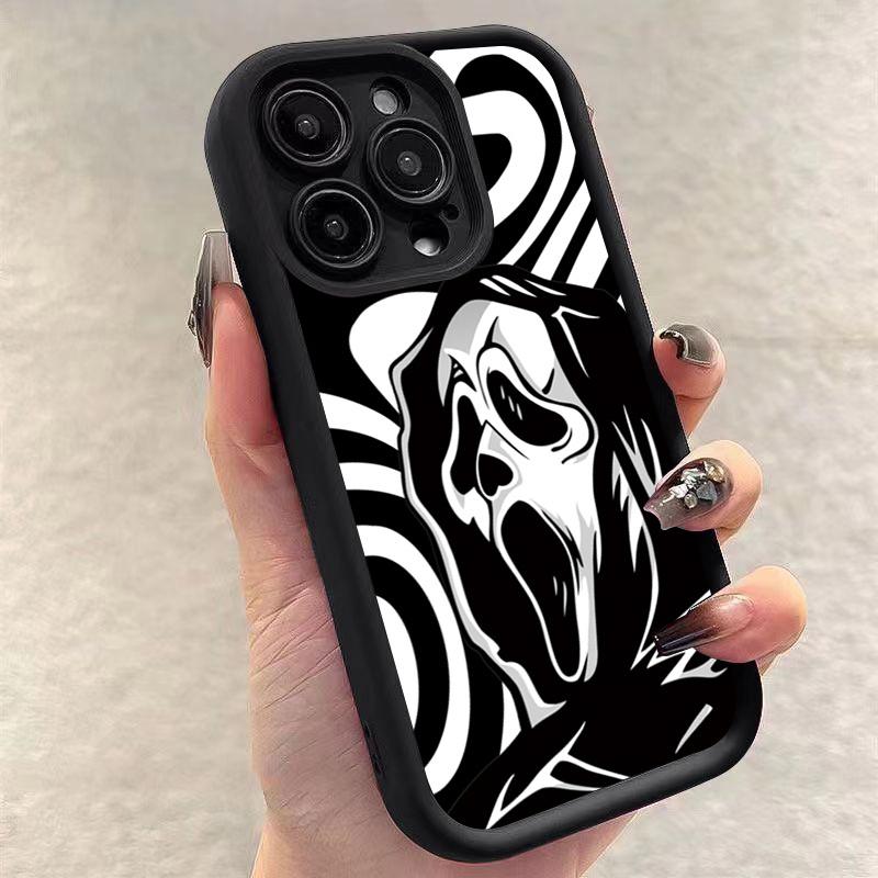 Fashionable Skull Printed Phone Case For iPhone 16 15 14 13 12 11 Pro Max XS X XR 7 8 SE Thickened Silicone Soft Back Cover