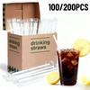 100/200PCS Transparent Straws Individually Packaged Disposable Straws Suitable Party Wedding Milk Juice Milkshake Coffee