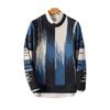 Men's 100% Pure Wool Round Neck Gradient Sweater - Thick, Loose Fit for Business Casual.