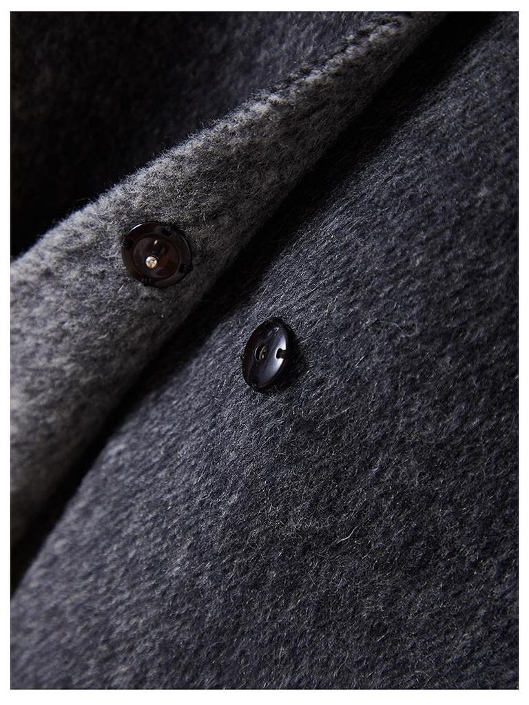 Damski dwustronny płaszcz wełniany z okrągłym dekoltem i zapięciem na żabki - design z francuskim temperamentem na jesień/zimę 2025