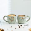 Japanese-style Mug Coarse Pottery Retro Coffee Cup Handmade Relief Rose Ceramic Cup Milk Breakfast Teacup Drinking Utensils Gift