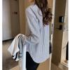Large Size Vertical Striped Shirt Female Loose Shirt Long-sleeved Bottoming Shirt Tide Vintage Basic Office Casual Women Shirt Comfortable Clothes