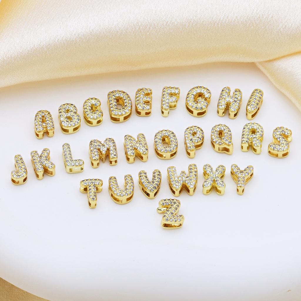 Plein de Bulles de Zircon 26 Lettres de l'Alphabet Anglais Noms Pendentif Or Collier Chaîne Clavicule Femme