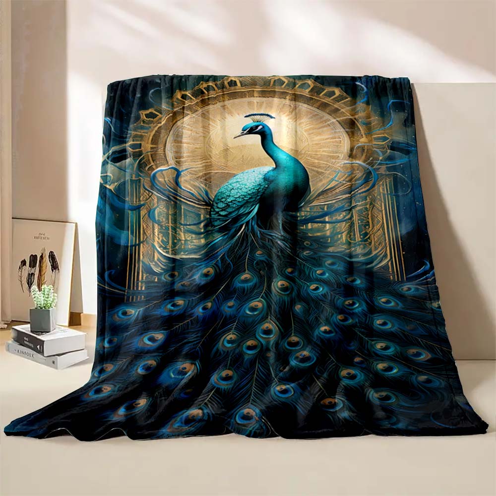 6 Sizes Peacock Art Print Blanket Warm Soft Comfortable Home Travel Blanket Sofa Office Bedding Throw Blanket Gift Large Size