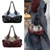 Women's Fashion PU Leather Shoulder Bag Large Capacity Multifunctional Trendy Pouch Crossed Color Y2K Flat Bag Y2K Aesthetic