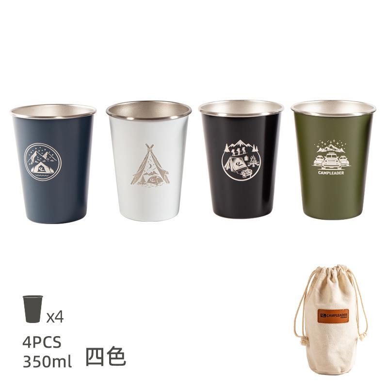

Кружка для кофе из нержавеющей стали 304, походная туба 350 мл, штабелируемая, уличная кружка для воды с сумкой для хранения, кухонные кружки для чая, воды, кофе