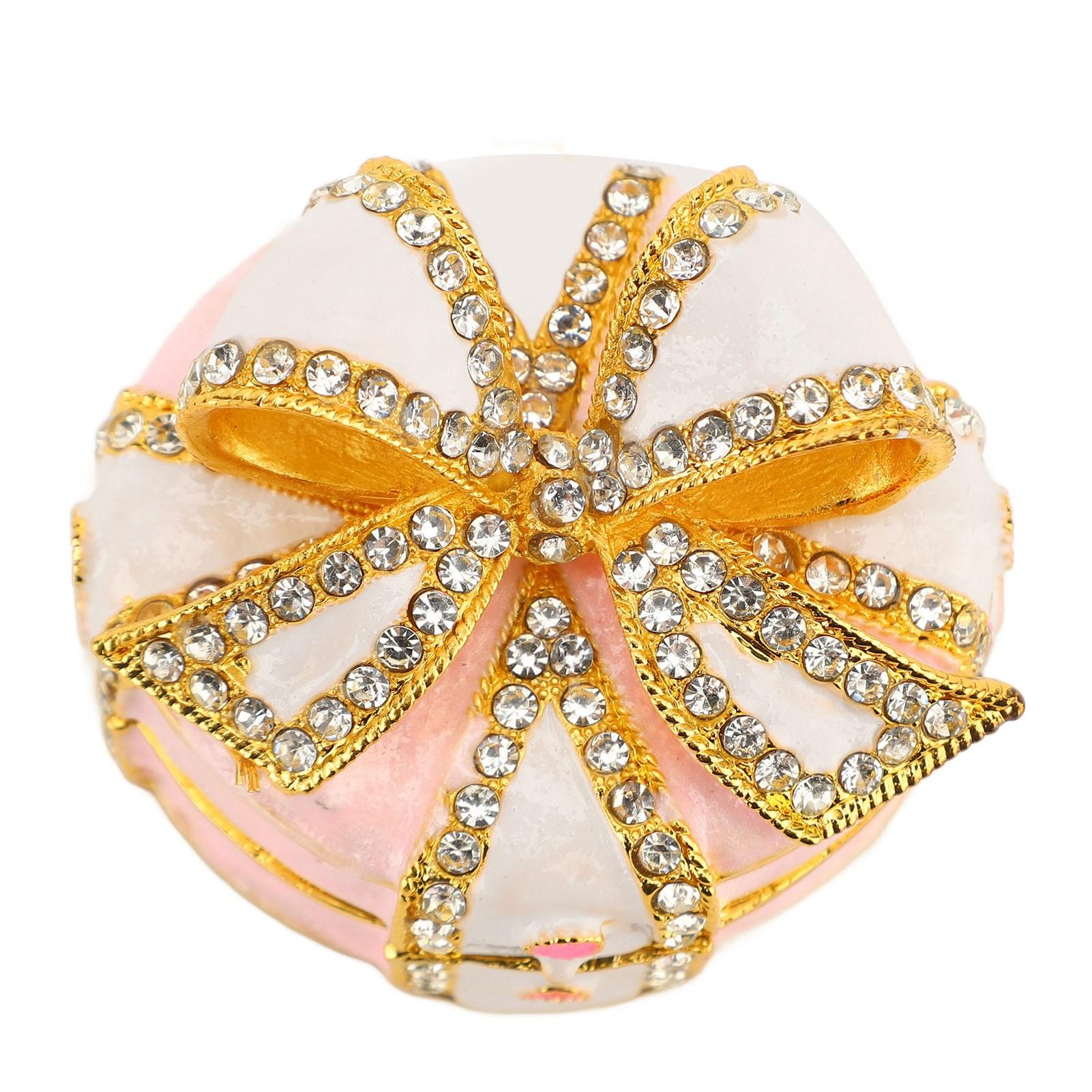 

Bow Knot Jewelry Box Alloy Small Vintage Enameled Hinged Decorative Trinket Box for Birthdays розовый