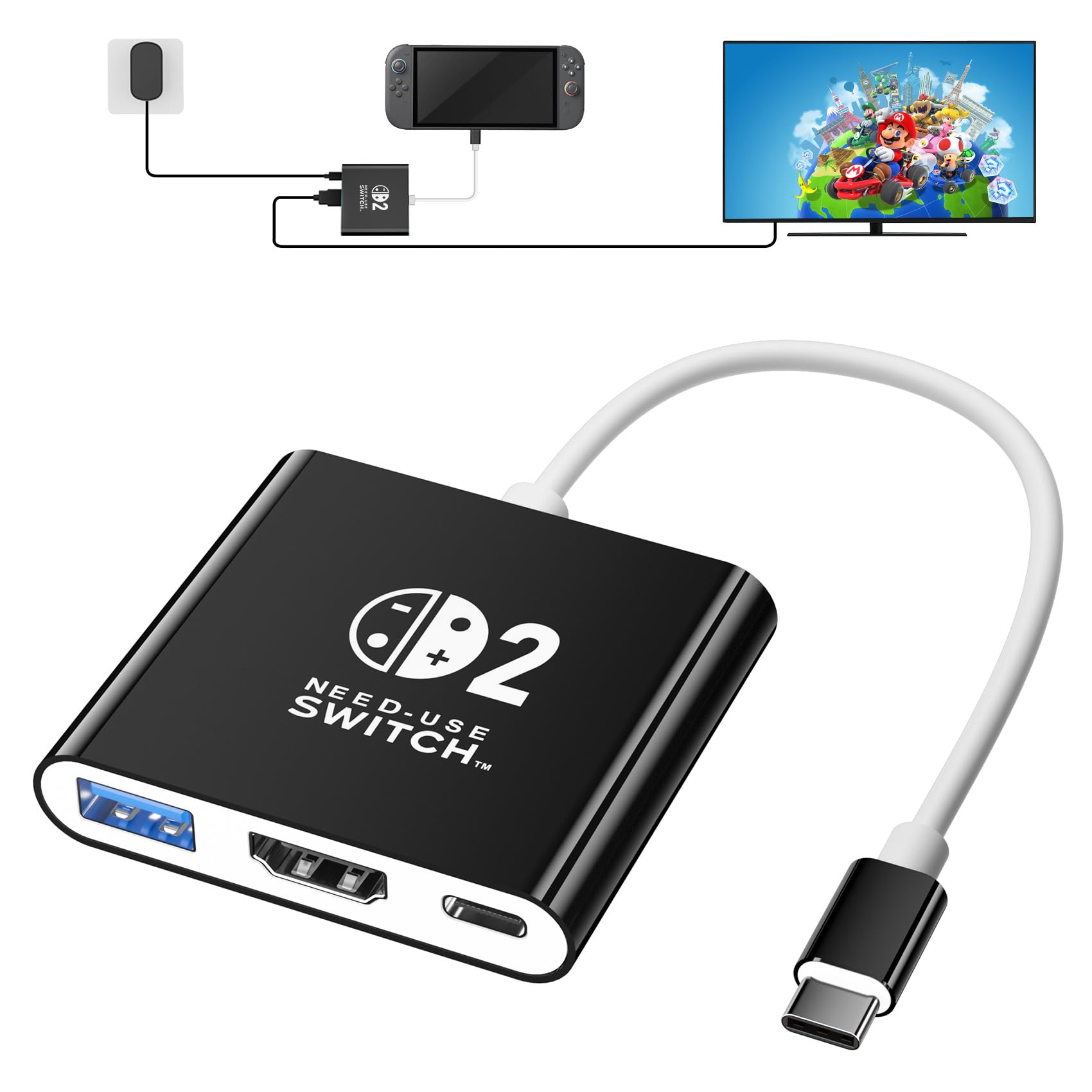 

Switch 2 Dock with system version and Switch 2 TV connection HDMI Multifunction Switch 2 No Latency with OLED Black [Compatible 21.0.0 above], output, чорний