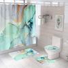 Bathroom Shower Curtain Four-piece Digital Printing Marble Waterproof Shower Curtain Toilet Partition Curtain Bath Mat