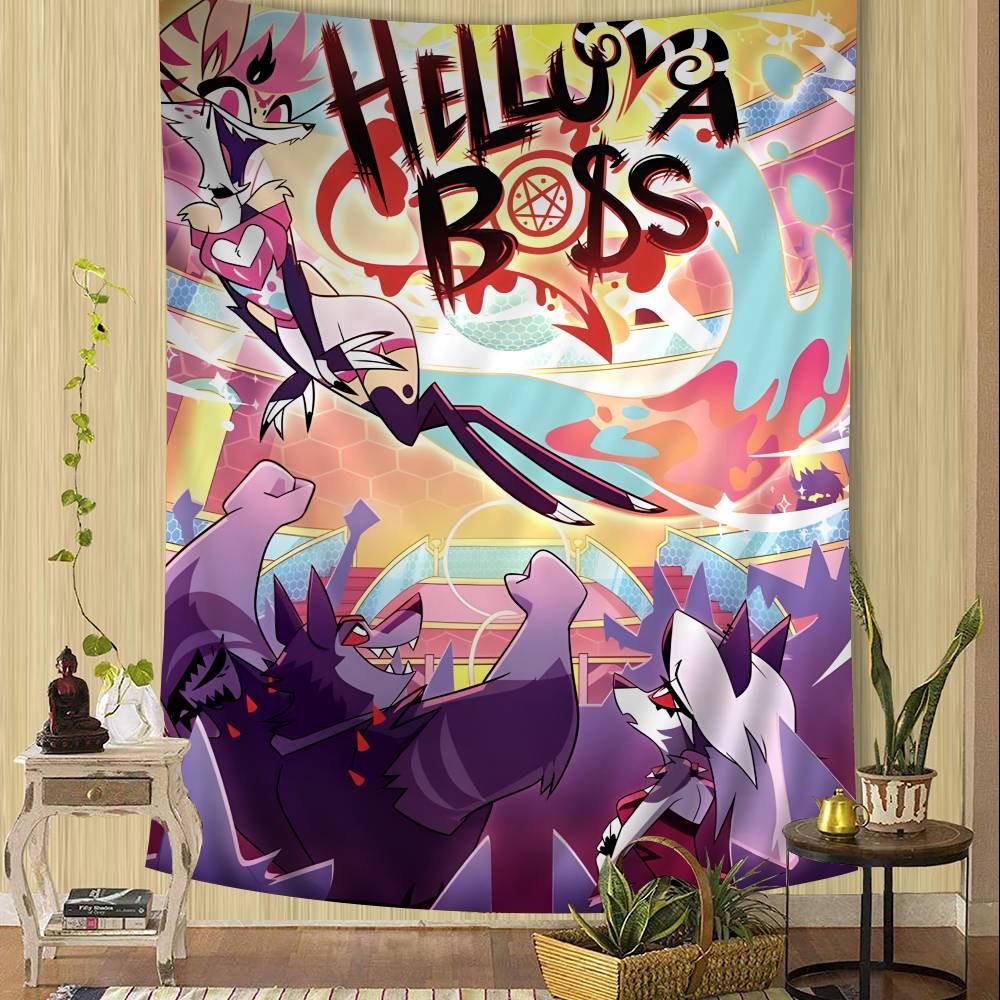 HHelluva Boss Colorful Tapestry Wall Hanging Home Decoration hippie bohemian decoration divination Wall Art Decor