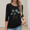 Women's Fashion Loose Casual Seven 3/4 Sleeve Printed Round Neck Pullover Top