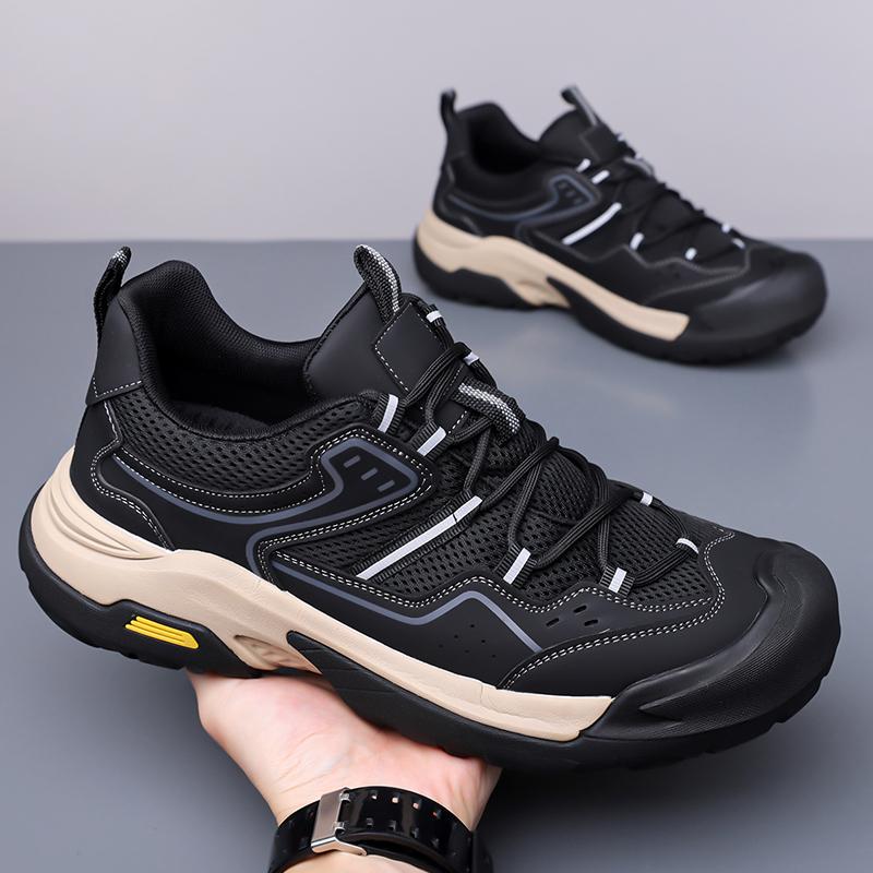 Fashion Breathable Flats Comfortable Walking Shoes Lightweight Men Athletic Fashion Sneakers Men's Mesh Fabric Lace-Up Casual Shoes