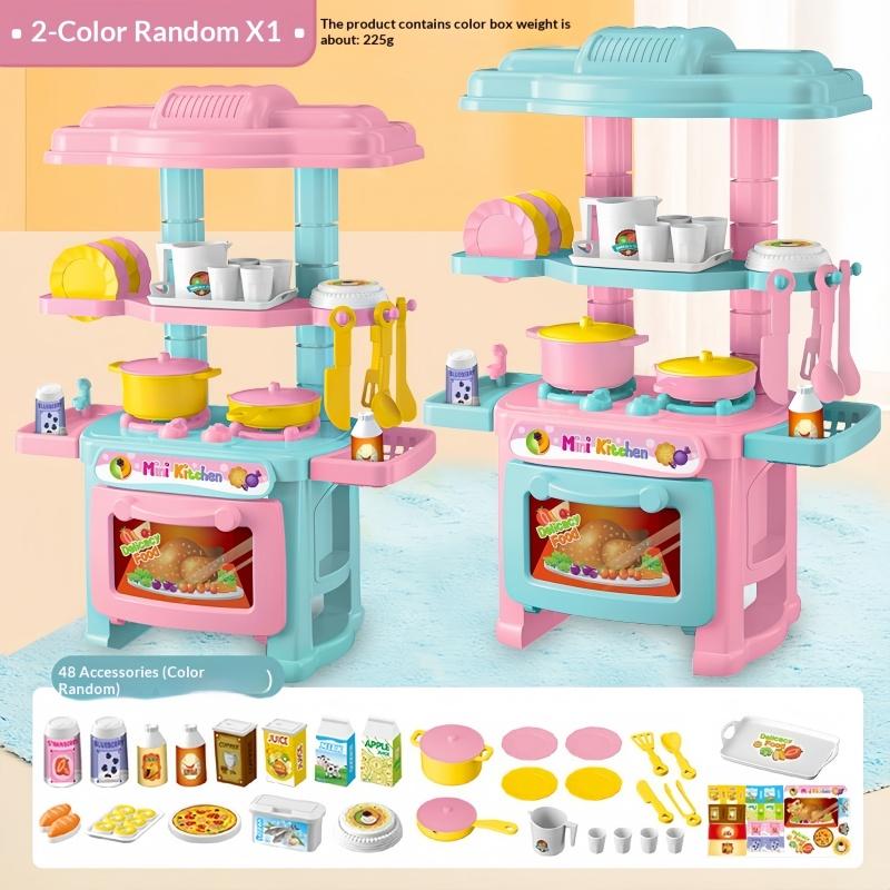 Kids Kitchen Playset Simulated Cooking Stove With Utensil Accessories Pretend Play Kitchen Toy Set For Toddlers Small Boys Girls