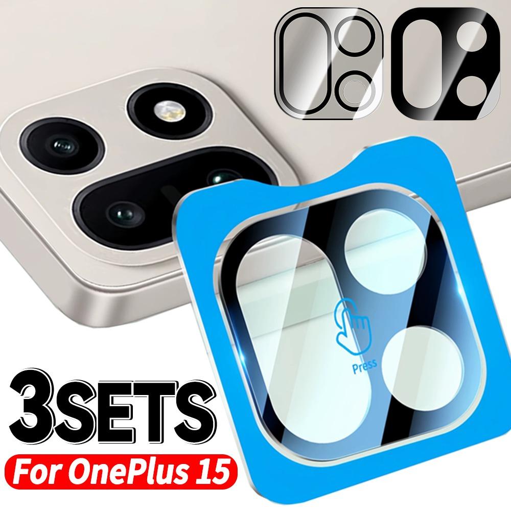1-3PACK Tempered Glass for OnePlus 15 HD Clear Black Glass Lens Protector Easy Install for One Plus 15 Mobile Phone Camera Film 4
