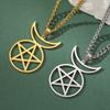 Dawapara Gehörnter Gott Cernunnos Siegel Anhänger Halskette Pentagramm Dreifache Göttin Symbol Edelstahl Wicca Schmuck