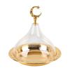 Vassoio da portata per snack Stile Elegante Europeo Colore Puro Intaglio Placcatura Oro Forma Rotonda Piatto da portata decorativo con