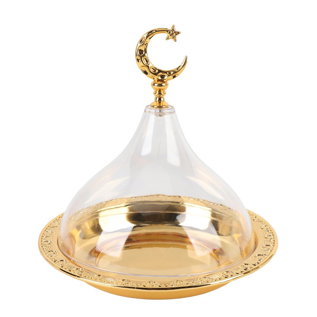 Vassoio da portata per snack Stile Elegante Europeo Colore Puro Intaglio Placcatura Oro Forma Rotonda Piatto da portata decorativo con