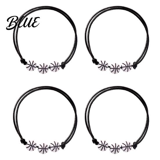 Black Cord Sports Bracelet 4 Pcs Balls Braided Rope Bracelets Adjustable String Bracelet Handmade Woven Team Jewelry Gifts for Men Women Simple