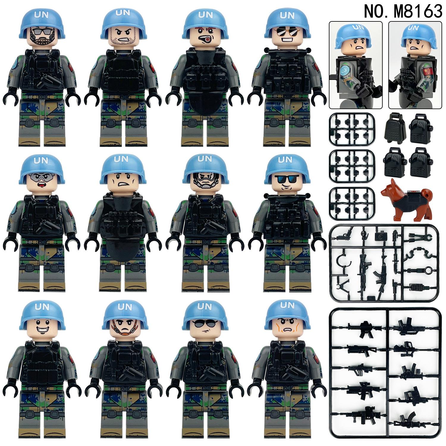 Swat Figurine M8162 Children Assemble Small Particle Building Block Toy Parachute Weapon