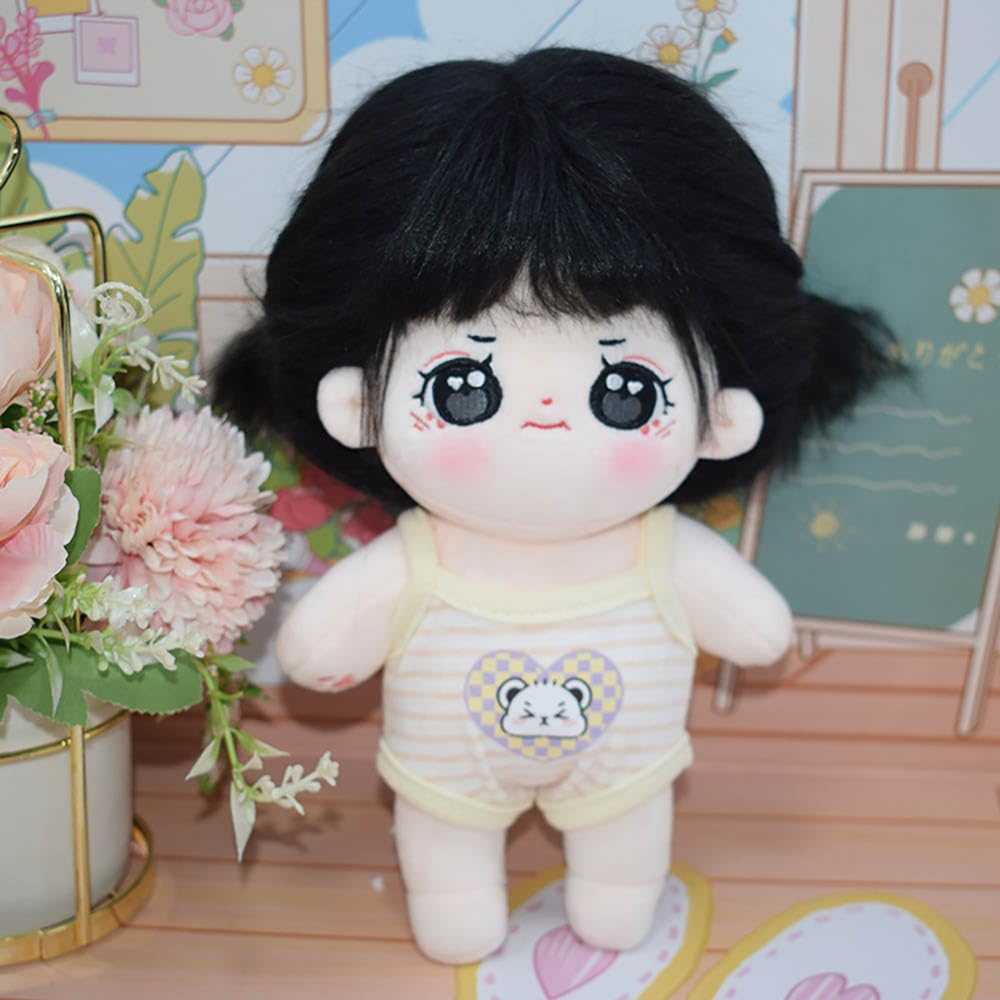 niannyyhouse 10cm20cm Plush Clothes Striped Bodysuit Sling Crawling Suit Vest Cotton Doll Accessories Dress-Up (A3, 10cm)