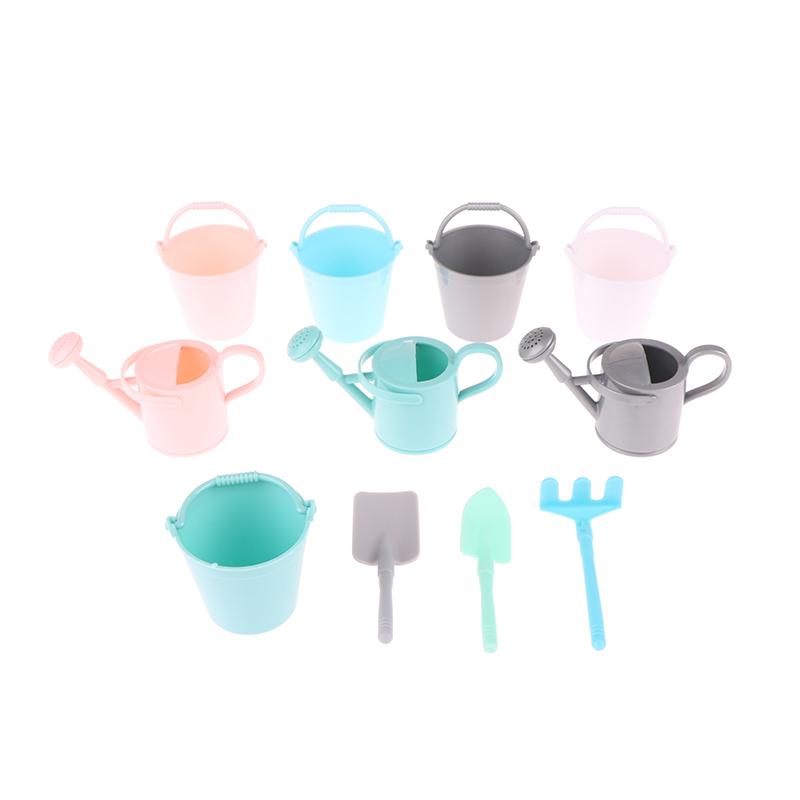 1:12 Dollhouse Miniature Watering Can Bucket Sprinkler Shovel Model Gardening Tools Decor Toy Doll House Accessories
