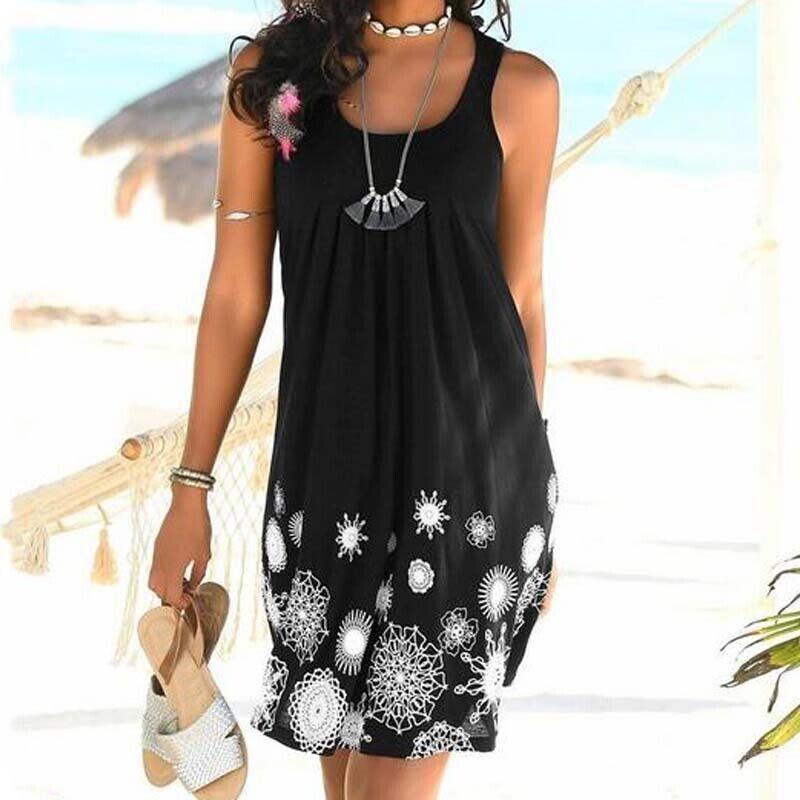 Stylish Women Boho Summer Beach Midi Dress With Gorgeous Floral Print And Loose Fit