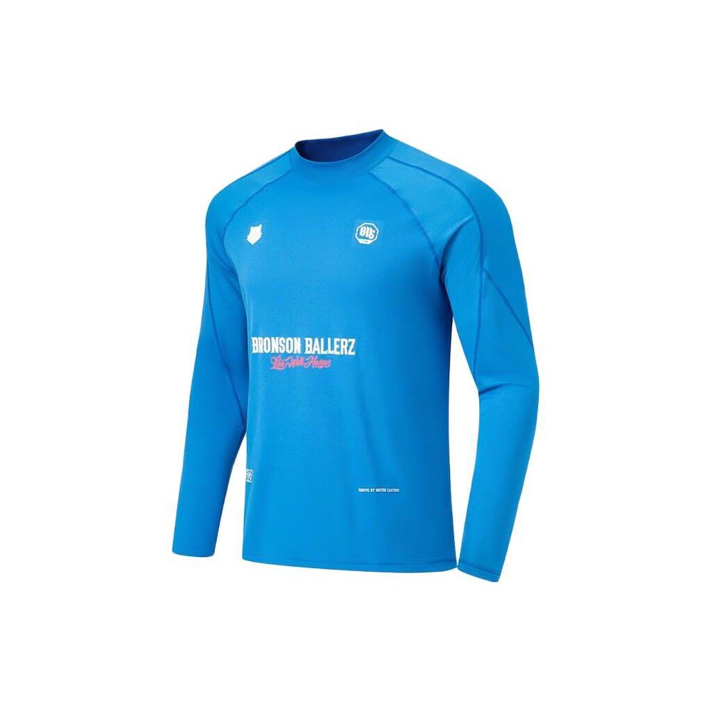 Li-Ning Badfive X Mister Cartoon Letter Print Quick-Dry Long Sleeve T-Shirt Unisex Tops Deep-Blue ATLT123-3